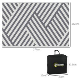 OUTSUNNY Reversible Waterproof Outdoor Rug W/ Carry Bag, 182 x 274cm in Grey - Size: 185 cm x 270 cm - thumbnail 3