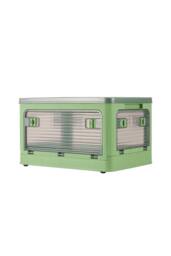 H&O Direct Folding Plastic Storage Bins Collapsible Organizers Box with Wheels in Green - thumbnail 1