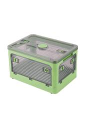 H&O Direct Folding Plastic Storage Bins Collapsible Organizers Box with Wheels in Green - thumbnail 3