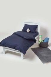 Homescapes Cotton Cot Bed Fitted Sheets 200 Thread Count, 2 Pack in Navy - thumbnail 2