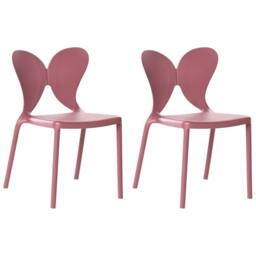 Wyld and Coco Pink Plastic Garden Chairs Set of 2 - Butterfly Backrest - thumbnail 2