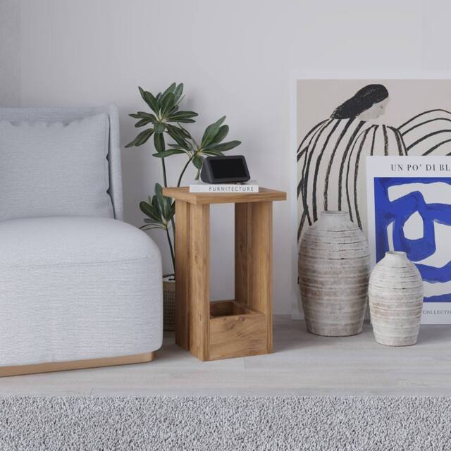 Decortie Tasos' Modern Minimalist Side Table 30cm in Light Brown - Size: 1 Pack - image 1