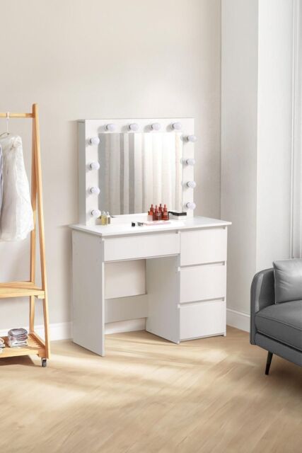 H&O Direct Dressing Table with Large Lighted Mirror in White - image 1