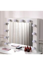 H&O Direct Dressing Table with Large Lighted Mirror in White - thumbnail 5