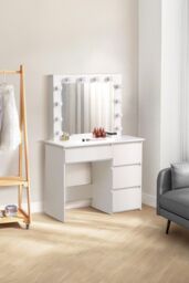H&O Direct Dressing Table with Large Lighted Mirror in White - thumbnail 1