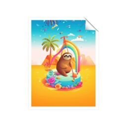 "Warren Reed - Designer Sloth On A Beach Holiday Unframed Art Print - Size: W20"" x H30""" - thumbnail 2