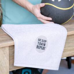 Duncan Stewart Eat, Sleep, Train, Repeat Gym Towel in White - thumbnail 2