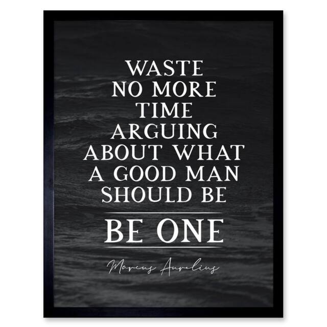 "Artery8 Slate Quote Marcus Aurelius Good Man Be One 12x16"" Framed Art Print in Grey - Size: W12"" x H16""" - image 1