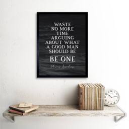 "Artery8 Slate Quote Marcus Aurelius Good Man Be One 12x16"" Framed Art Print in Grey - Size: W12"" x H16""" - thumbnail 2