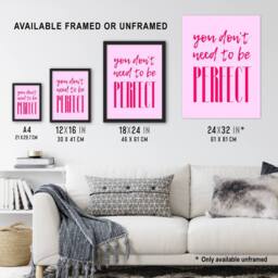 Artery8 You Don't Need To Be Perfect Bold Modern Pink Framed Wall Art Print - Size: A4 - thumbnail 3