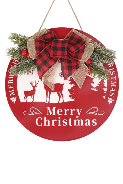 Neel Blue Rustic Merry Christmas Wooden Hanging Sign - 29.5cm - image 1