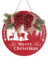 Neel Blue Rustic Merry Christmas Wooden Hanging Sign - 29.5cm