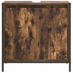 Berkfield Home Bathroom Basin Cabinet Smoked Oak 60x34.5x60 cm in Brown - thumbnail 6