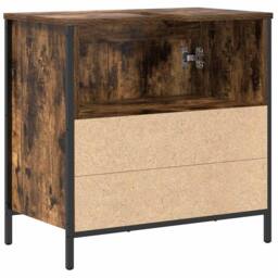 Berkfield Home Bathroom Basin Cabinet Smoked Oak 60x34.5x60 cm in Brown - thumbnail 8