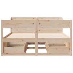 Berkfield Home Bed Frame without Mattress 135x190 cm Double Solid Wood Pine in Natural - thumbnail 4