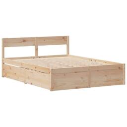 Berkfield Home Bed Frame without Mattress 135x190 cm Double Solid Wood Pine in Natural - thumbnail 5