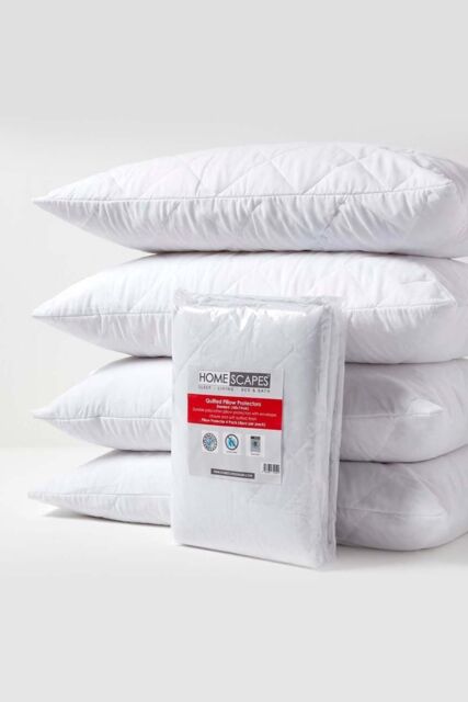 Homescapes Quilted Pillow Protector, Pack of 4 in White - image 1