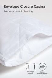 Homescapes Quilted Pillow Protector, Pack of 4 in White - thumbnail 3