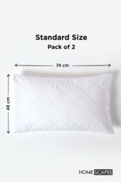 Homescapes Quilted Pillow Protector, Pack of 4 in White - thumbnail 2
