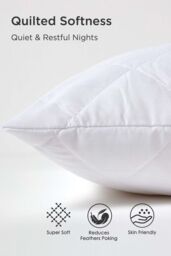 Homescapes Quilted Pillow Protector, Pack of 4 in White - thumbnail 4