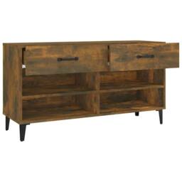 Berkfield Home Shoe Cabinet Smoked Oak 102x35x55 cm Engineered Wood in Brown - Size: 102 x 35 x 55 cm - thumbnail 7