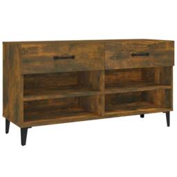 Berkfield Home Shoe Cabinet Smoked Oak 102x35x55 cm Engineered Wood in Brown - Size: 102 x 35 x 55 cm - thumbnail 3