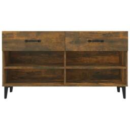 Berkfield Home Shoe Cabinet Smoked Oak 102x35x55 cm Engineered Wood in Brown - Size: 102 x 35 x 55 cm - thumbnail 6