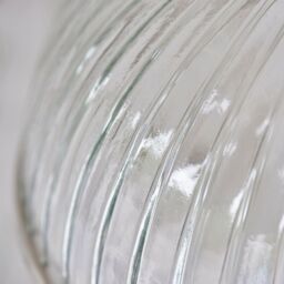 Loops Hanging Ceiling Pendant Light Nickel & RIBBED GLASS Dome Bowl Lamp Shade Holder in Metallics - thumbnail 5