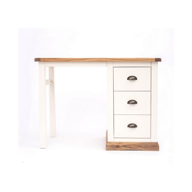 Cabinet Bits Tropea 3 Drawer Desk - Dressing Table Brass Cup Handle in Off-White - image 1