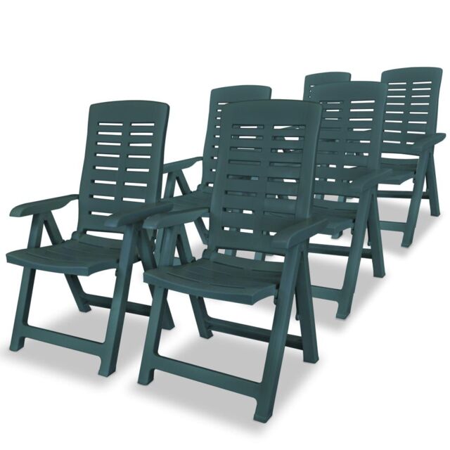 Berkfield Home Reclining Garden Chairs 6 pcs Plastic Green - image 1