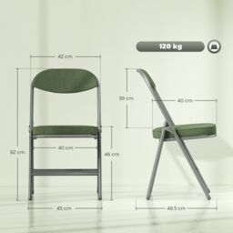 HOMCOM Folding Chairs Set of 4 with Cushioned Seat, Steel Frame in Green - thumbnail 3