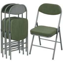 HOMCOM Folding Chairs Set of 4 with Cushioned Seat, Steel Frame in Green - thumbnail 2