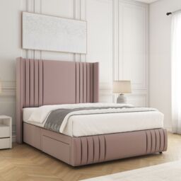 "BSSPOKE Peyton Divan Bed Plush Velvet 54"" Headboard & No Mattress No Drawers in Pink - Size: Small Double" - thumbnail 2