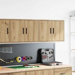 Berkfield Home Garage Wall Cabinets 2 pcs Artisan Oak Engineered Wood in Brown - thumbnail 3