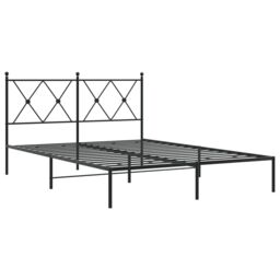 Berkfield Home Metal Bed Frame without Mattress with Headboard Black 140x190cm - Size: 140x190 cm - thumbnail 3