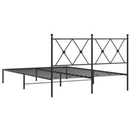 Berkfield Home Metal Bed Frame without Mattress with Headboard Black 140x190cm - Size: 140x190 cm - thumbnail 6