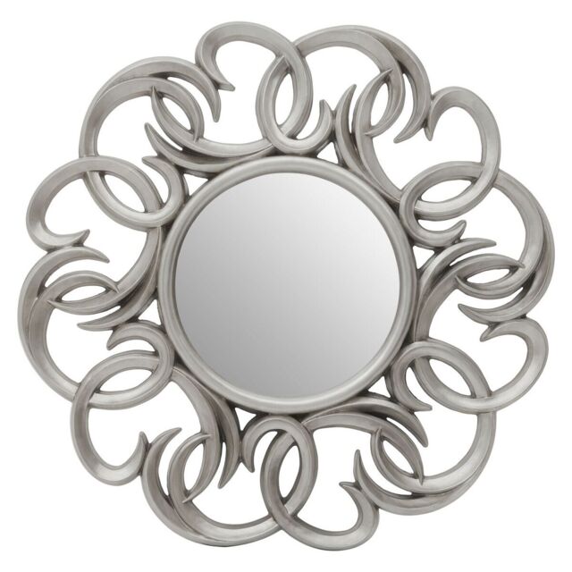 Orsina Entwined Silver Swirl Wall Mirror With Abstract Frame, Statement Circular Mirror, Aureole Decorative Mirror - image 1