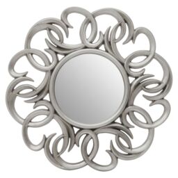 Orsina Entwined Silver Swirl Wall Mirror With Abstract Frame, Statement Circular Mirror, Aureole Decorative Mirror - thumbnail 1