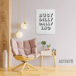 "Artery8 Busy Dilly Dallying Minimalist Black White Funny Canvas Wall Art Print - Size: W24"" x H32""" - thumbnail 3