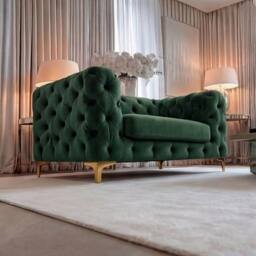 Sofaya Monaco Chesterfield Velvet Arm Chair Cushions Sofa Seater Couch in Green - Size: Armchair - thumbnail 3