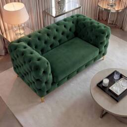 Sofaya Monaco Chesterfield Velvet Arm Chair Cushions Sofa Seater Couch in Green - Size: Armchair - thumbnail 4