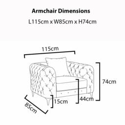 Sofaya Monaco Chesterfield Velvet Arm Chair Cushions Sofa Seater Couch in Green - Size: Armchair - thumbnail 6