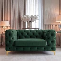 Sofaya Monaco Chesterfield Velvet Arm Chair Cushions Sofa Seater Couch in Green - Size: Armchair - thumbnail 5
