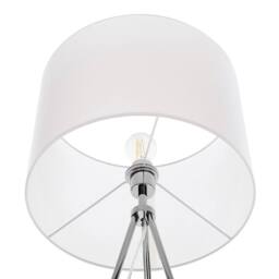 Wyld and Coco Floor Lamp Silver Tripod 148 cm with White Drum Shade - thumbnail 5
