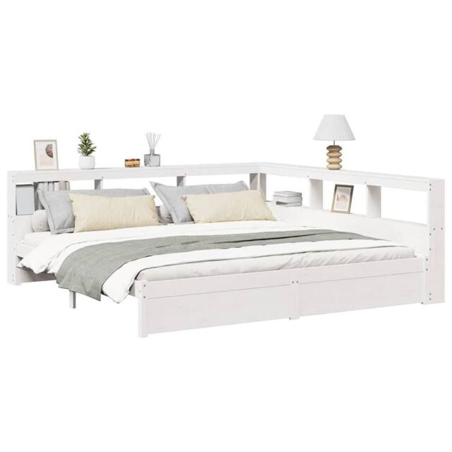 Berkfield Home Decorative Bookcase Bed without Mattress White 180x200 cm Solid W - Size: Super King - image 1