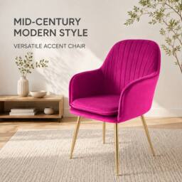 Genesis Muse Velvet Accent Chair Upholstered Modern Chair with Backrest in Fuchsia - Size: 1 Seater - thumbnail 7