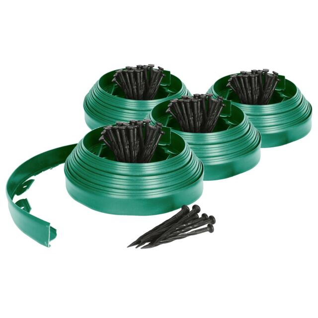 Harbour Housewares 40m Flexible Plastic Lawn Edging Path Grass Border with Plastic Pegs in Green - image 1