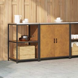 Berkfield Home with Shelf with Storage with Door Adjustable 2 pcs Rusty Weathering steel in Brown - thumbnail 4