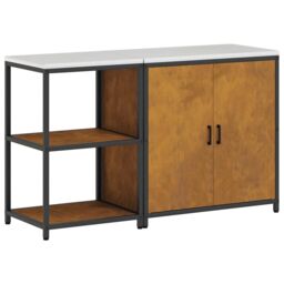 Berkfield Home with Shelf with Storage with Door Adjustable 2 pcs Rusty Weathering steel in Brown - thumbnail 2