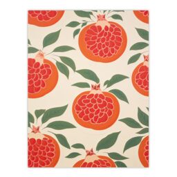 "Artery8 Wall Art Print Sliced Pomegranates Kitchen Artwork Orange Pink Green Retro Decorative Pattern Poster - Size: W18"" x H24""" - thumbnail 1